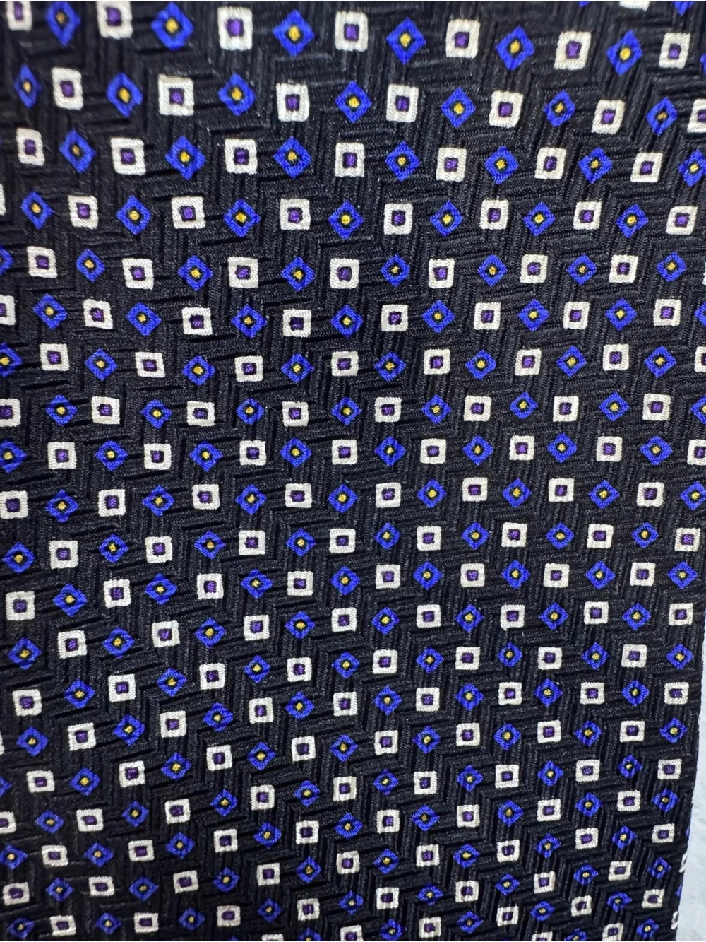 Polo Ralph Lauren Handmade Silk Necktie Blue Geometric Print Classic Tie
